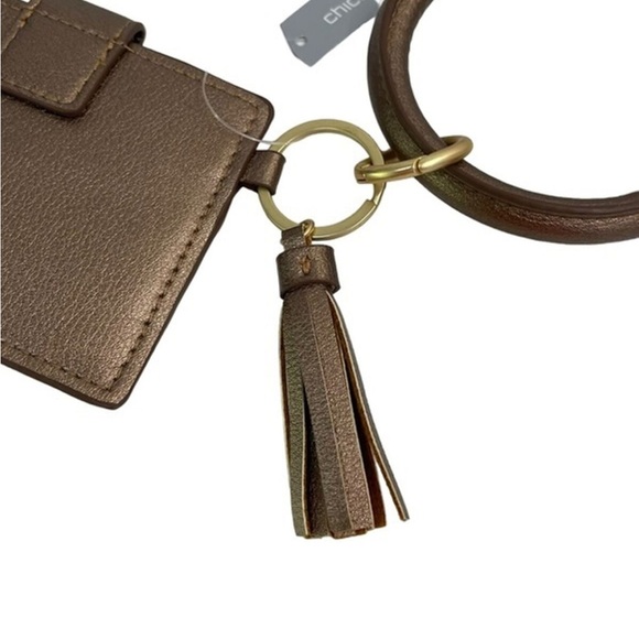 NEW Chico's Key Card Holder Wristlet Tassel Faux Leather Removable Bracelet - Picture 8 of 8